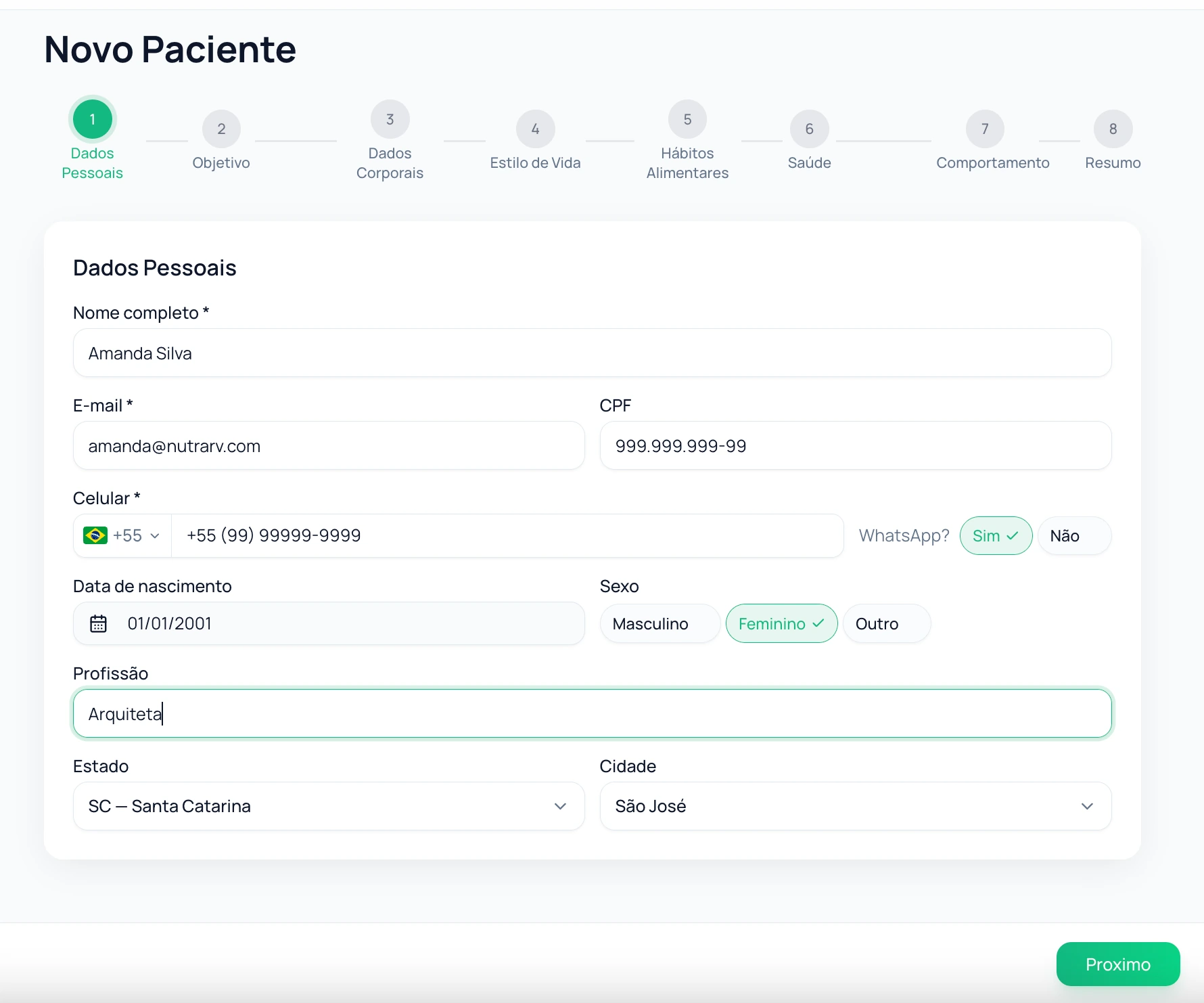 Cadastre seus pacientes